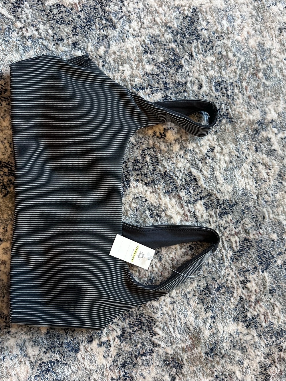 aerie Black & White Striped Sports Bra